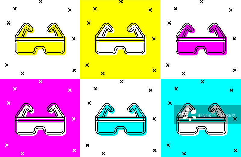 彩色背景上的安全护目镜图标图片素材