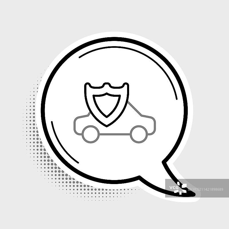 带盾牌图标的线条汽车，灰色背景图片素材