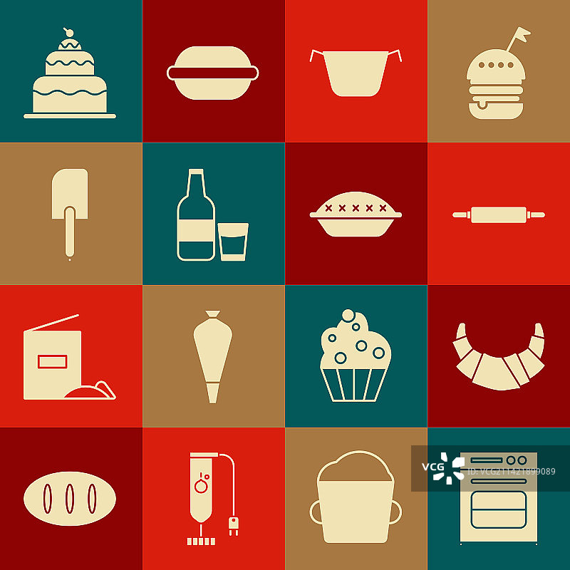 烤箱、羊角面包、擀面杖、烹饪锅合集图片素材