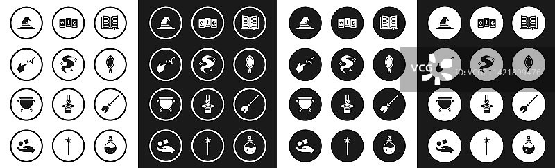 古代魔法书与魔法烟雾咒语组合图片素材