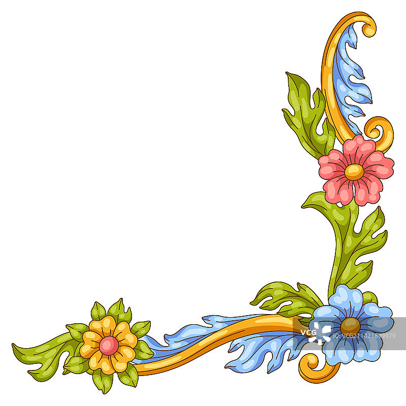 巴洛克风格装饰花卉角落图片素材