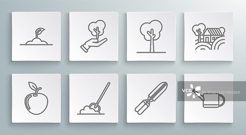 环保人士手中的苹果树线条组合图片素材