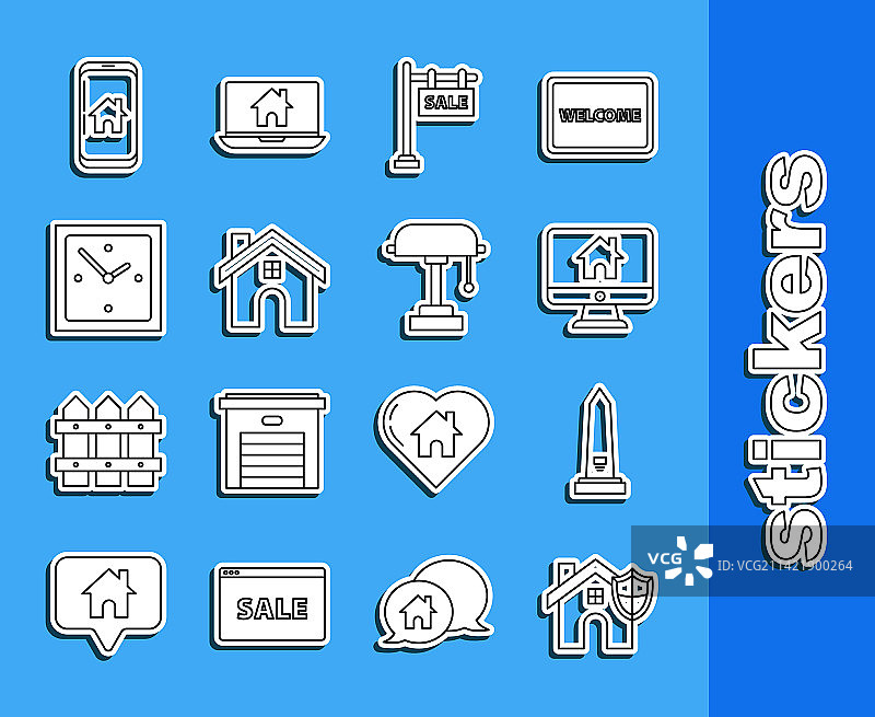 带盾牌华盛顿纪念碑的房屋线条图片素材