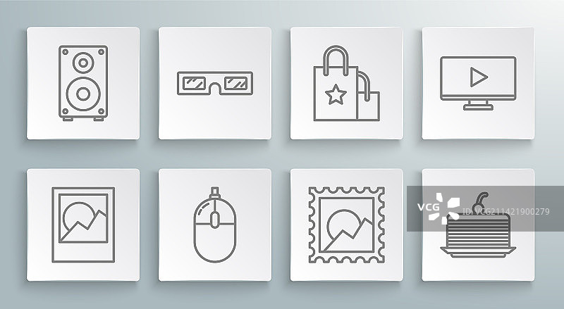 线条照片相框3D电影眼镜电脑图片素材