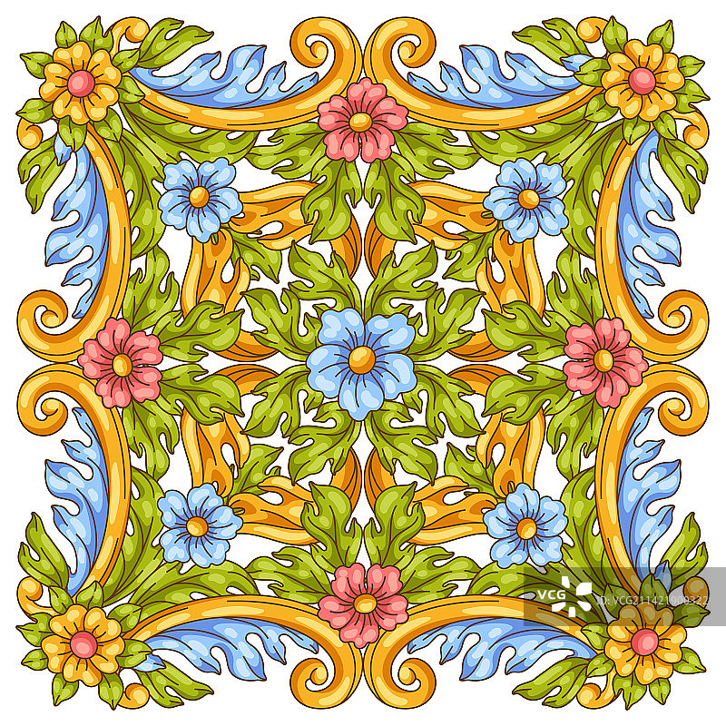 巴洛克风格装饰花卉陶瓷砖图片素材