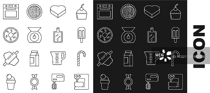 电动搅拌器、圣诞拐杖糖和冰块图标图片素材