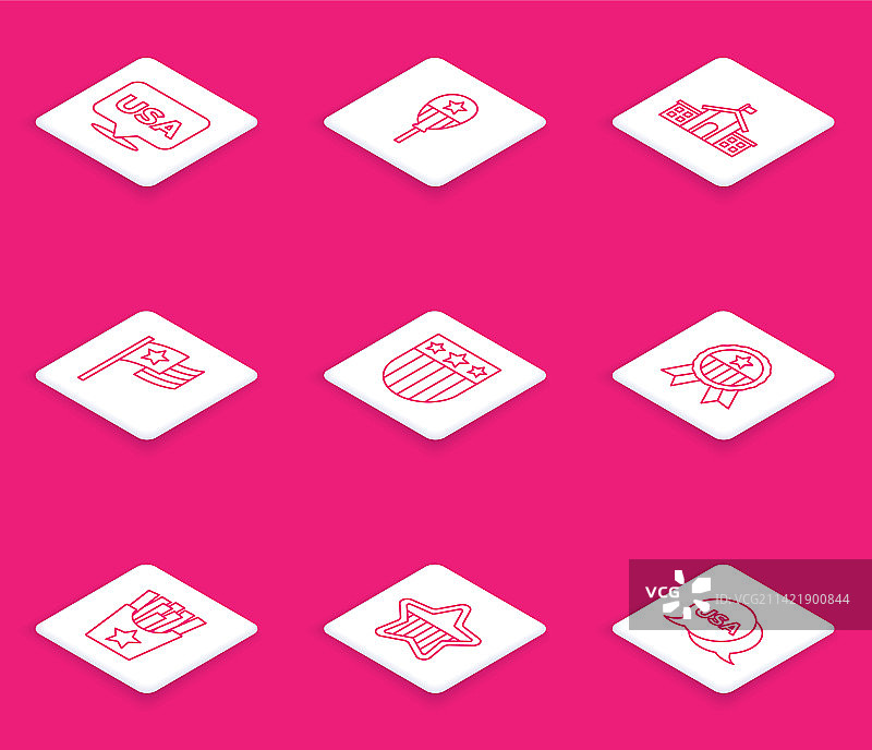 美国独立日气球装饰线条图片素材