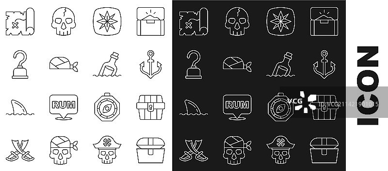 古董宝箱船锚风向标线条图片素材