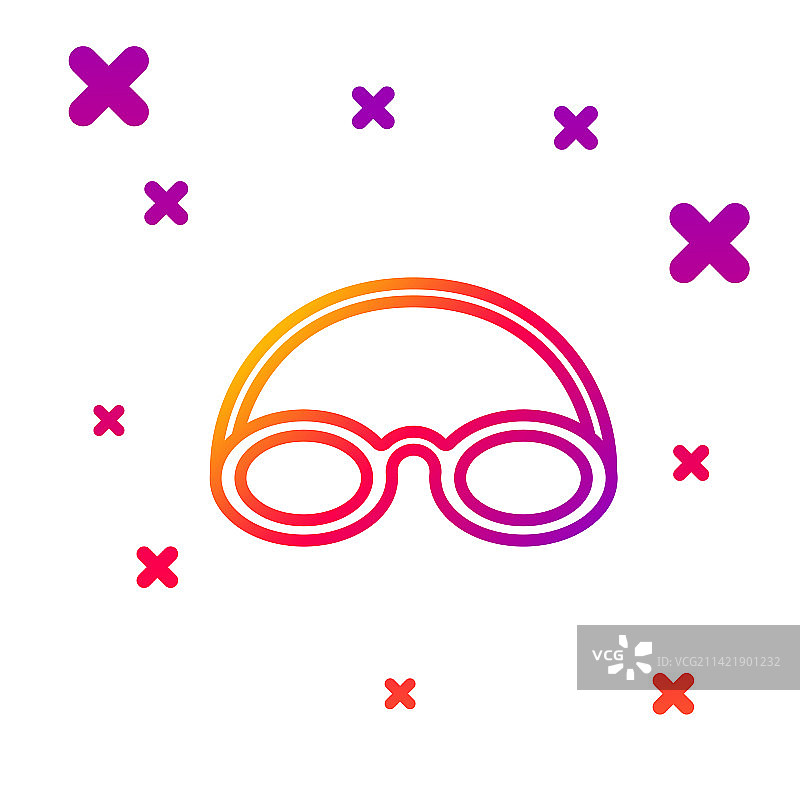 彩色线条泳镜和泳帽图标图片素材