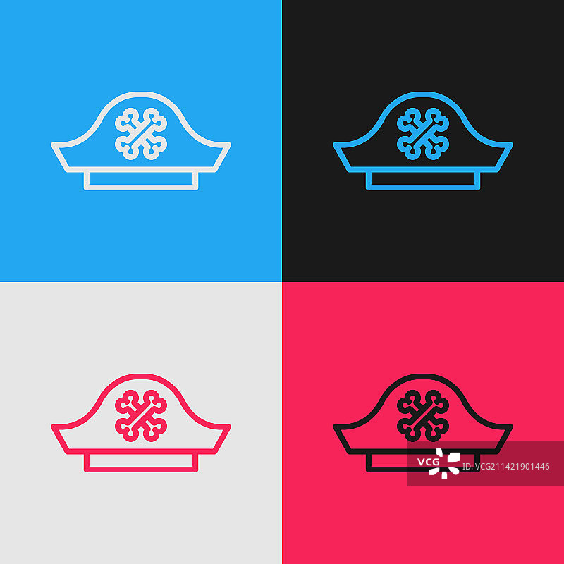 彩色背景上的海盗帽波普艺术图标图片素材