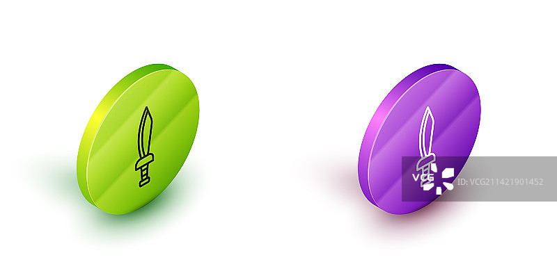 2.5D线条海盗剑图标，白色背景图片素材