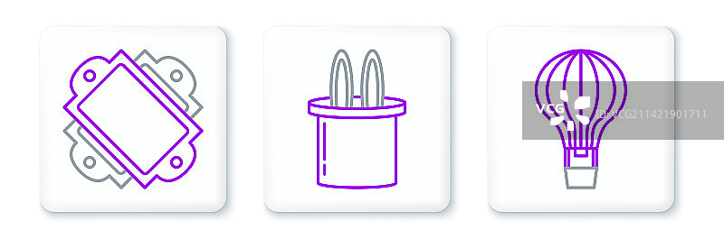 线条图案：热气球票和魔术师帽子图片素材