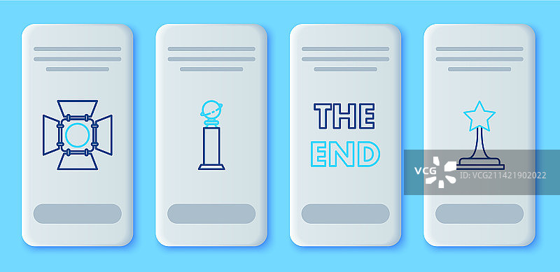 奖杯金球奖结束手写线条组合图片素材