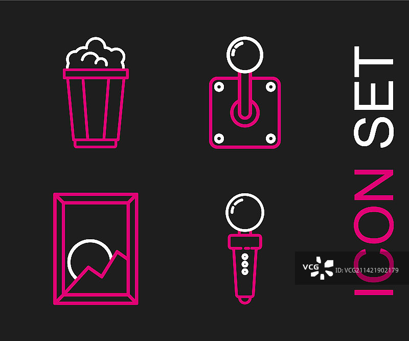 街机游戏机摇杆线条图标合集图片素材