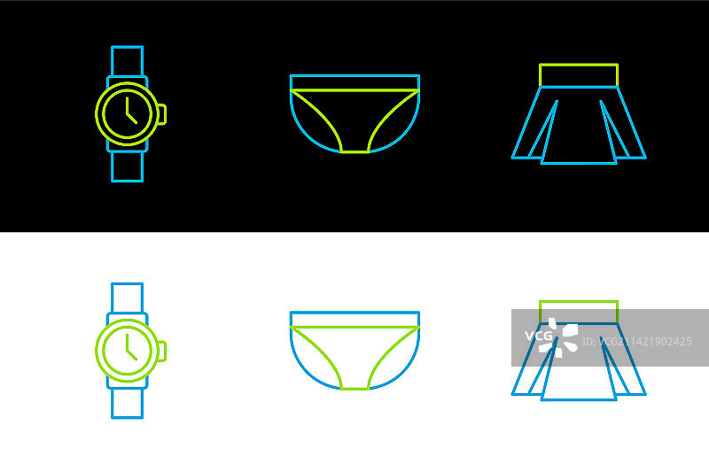 裙子、腕表和内衣图标图片素材