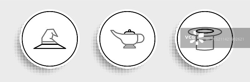 魔术师帽子女巫阿拉丁神灯线条图片素材