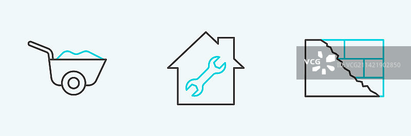 砖块手推车房屋维修图标图片素材