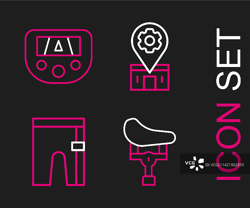 自行车座垫、骑行短裤、维修等线性元素组合图片素材