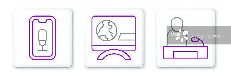 电视新闻移动录制线性图标图片素材