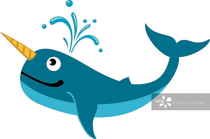 独角鲸卡通海洋生物水下图标图片素材