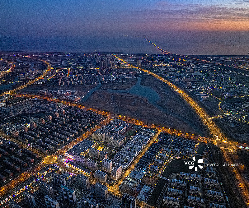 临港新城 海绵城市 临港科技城中央绿地 上海浦东自贸试验区 城市湿地 日落景图片素材