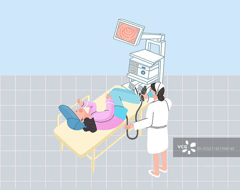 一个护士在给病人做肠镜检查图片素材