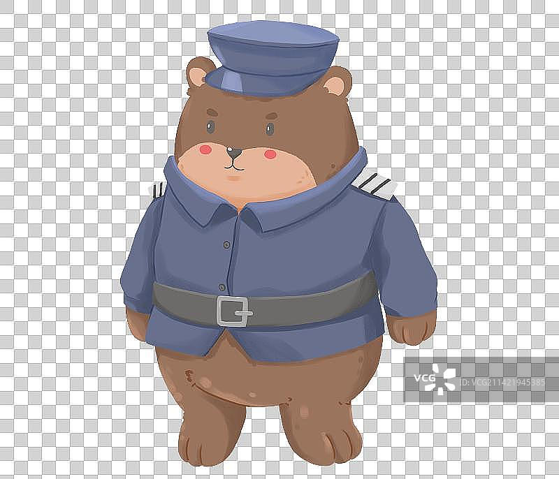 保安熊儿童插画图片素材