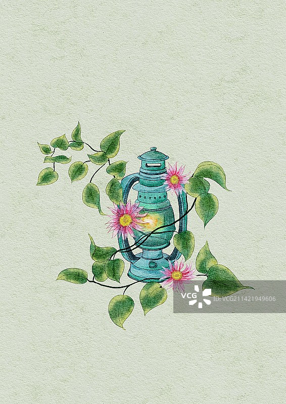 灯和树叶图片素材