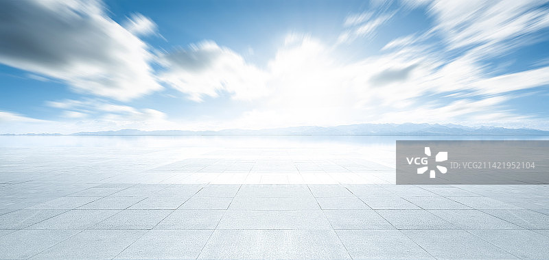 天空背景蓝天白云海平面天空渐变风格图片素材