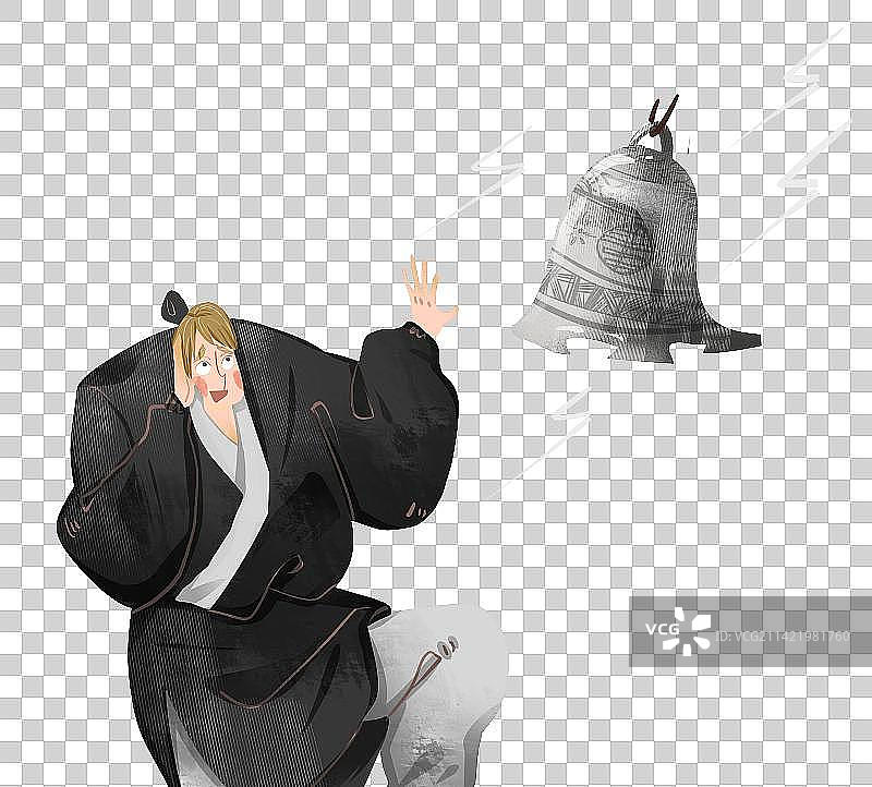 掩耳盗铃插画元素图片素材