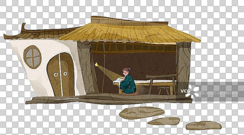 凿壁偷光插画元素图片素材