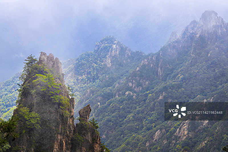 河南省洛阳市栾川县老君山十里画廊：如来神掌与望夫石图片素材