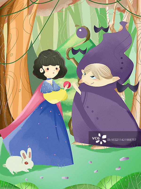 白雪公主与苹果图片素材