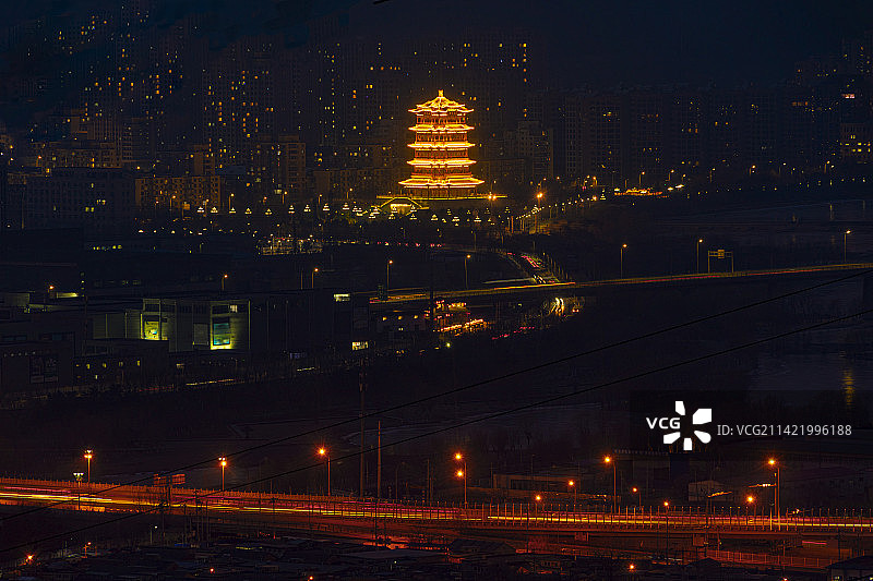 京西永定楼夜景图片素材
