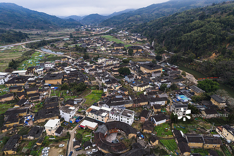 南靖县云水谣古镇航拍图片素材