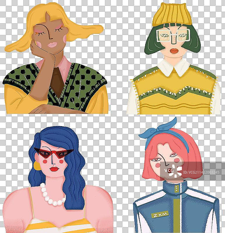 四位女性画像图片素材