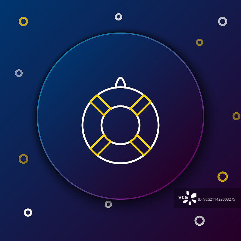 线条救生圈图标，蓝色背景图片素材