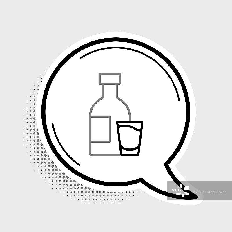 酒杯伏特加酒瓶线条图标图片素材