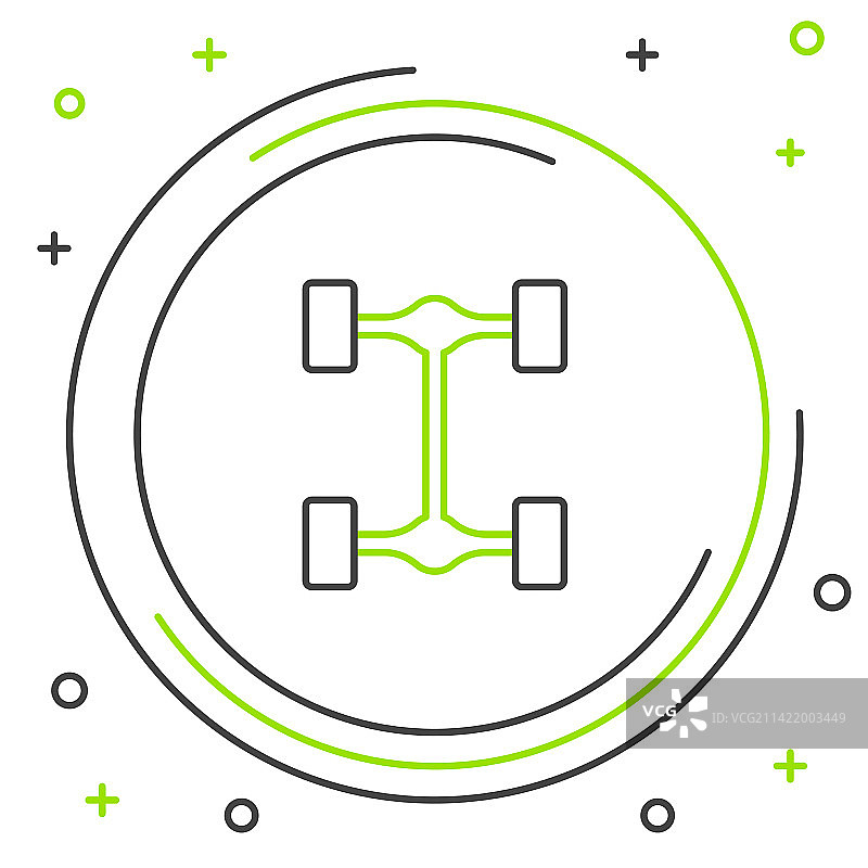 白色背景上隔离的线条底盘车图标图片素材