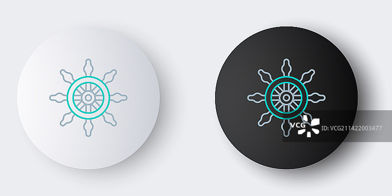 灰色背景上的线条船舵图标图片素材