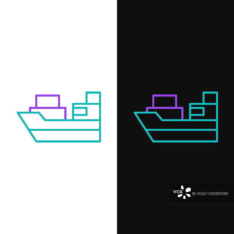 线性货船与箱子送货服务图标图片素材