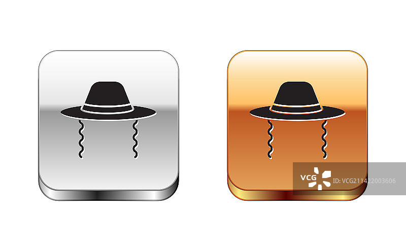 带鬓角的黑色犹太帽子图标图片素材