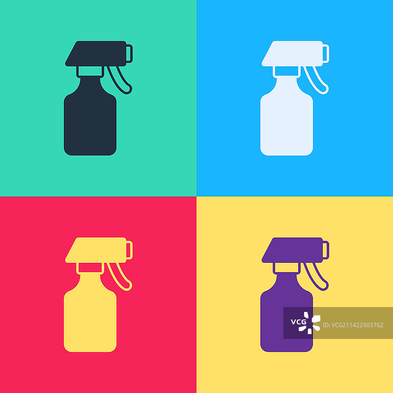 波普艺术水喷雾瓶彩色背景图标图片素材