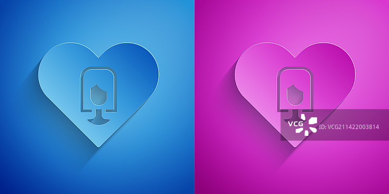 蓝色背景上的女性图标剪纸爱心图片素材