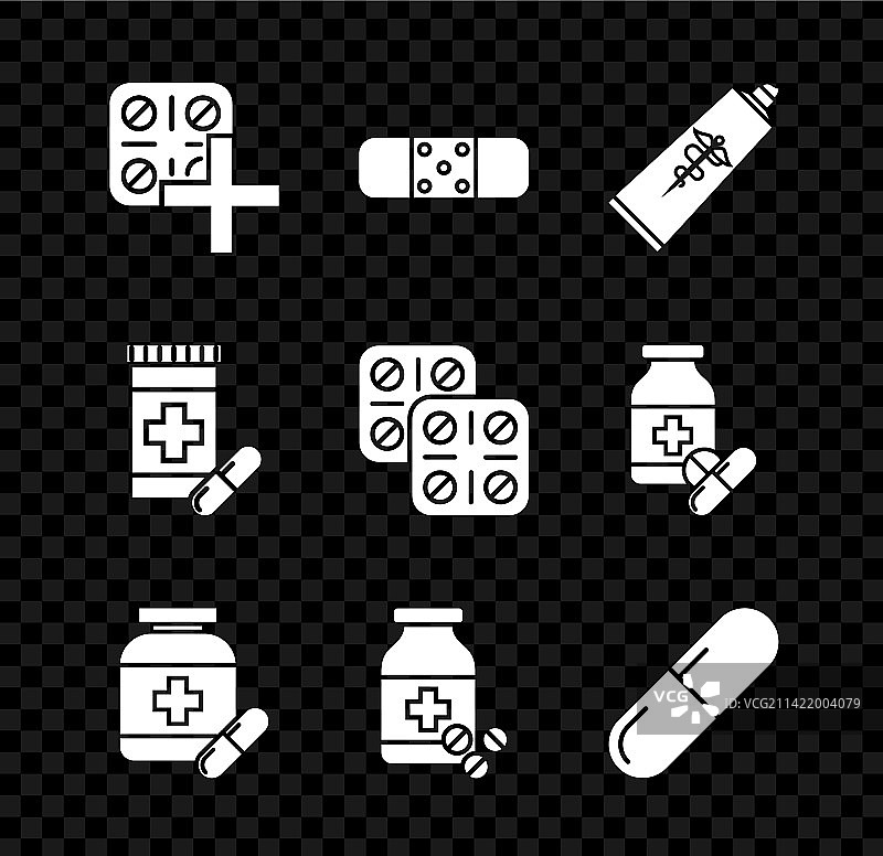 药丸、创可贴套装图片素材