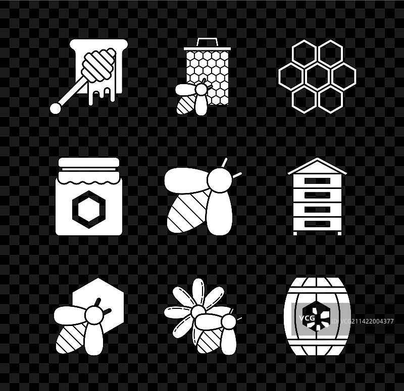 带滴蜜蜂蜜的蜂蜜勺和蜜蜂图片素材