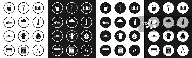 花园木栅栏雨云电锯套装图片素材