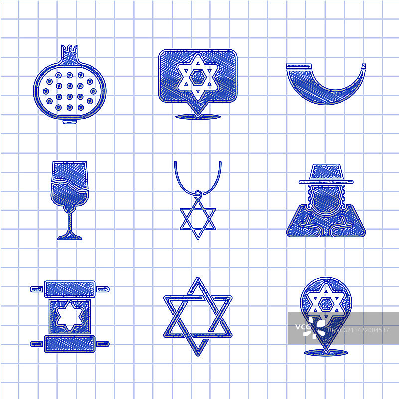 大卫之星项链链条东正教套装图片素材