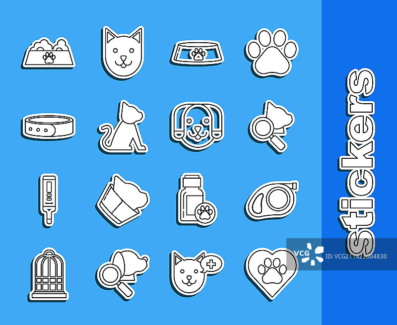 带有动物足迹和伸缩性的心形线条组合图片素材