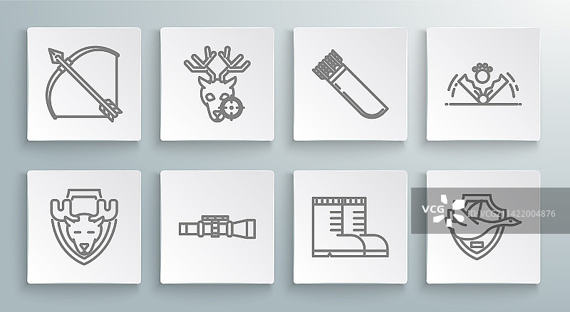 线条集：盾牌上的驼鹿头和猎鹿图片素材